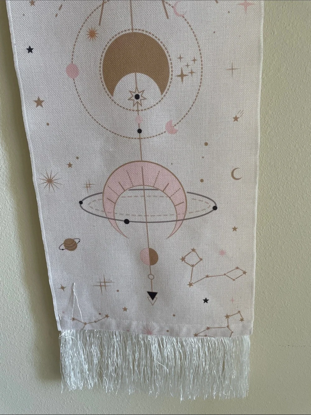 Pink and Gold Celestial Wall Tapestry - Boho Home Wall Decor
